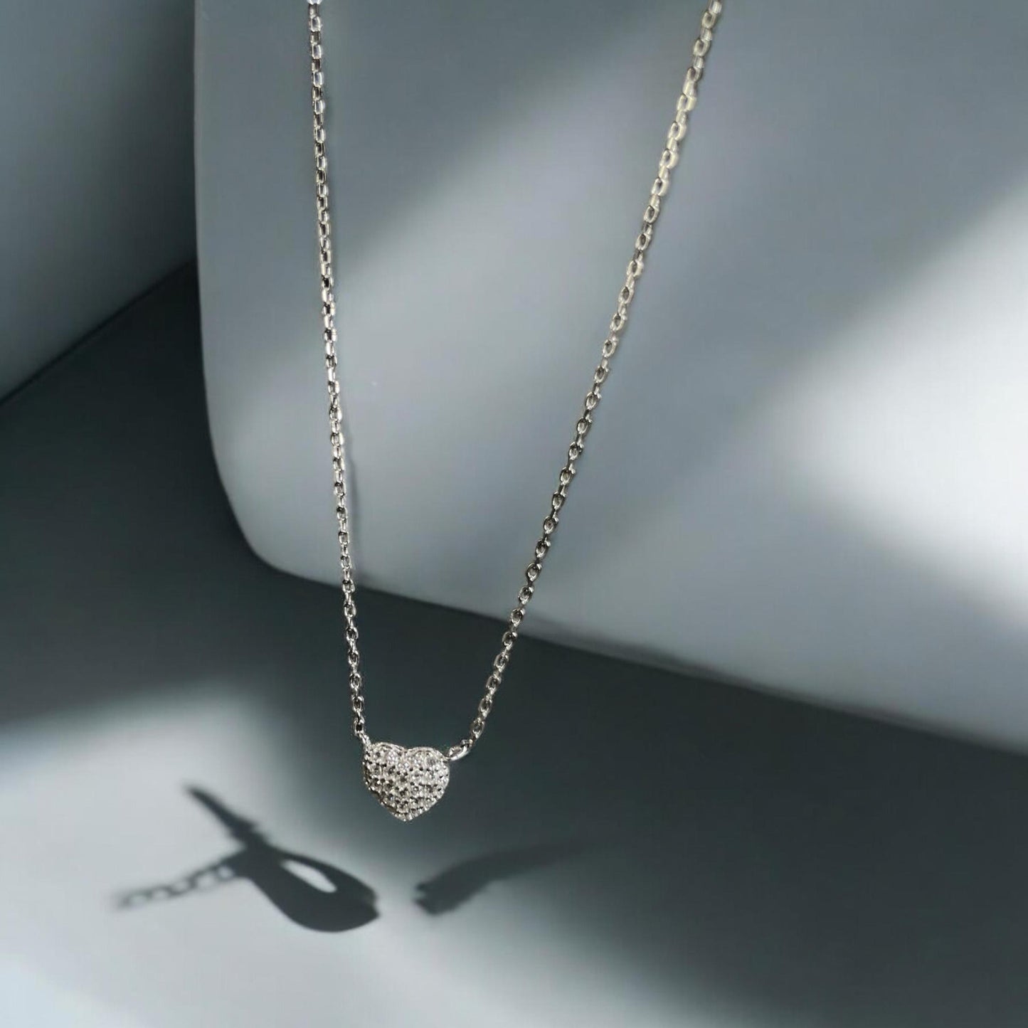 💖 Cadena y Dije Corazón Relleno Plata Ley 925 🎁 ¡Incluye Aretes, paño de limpieza GRATIS y envío sin costo!