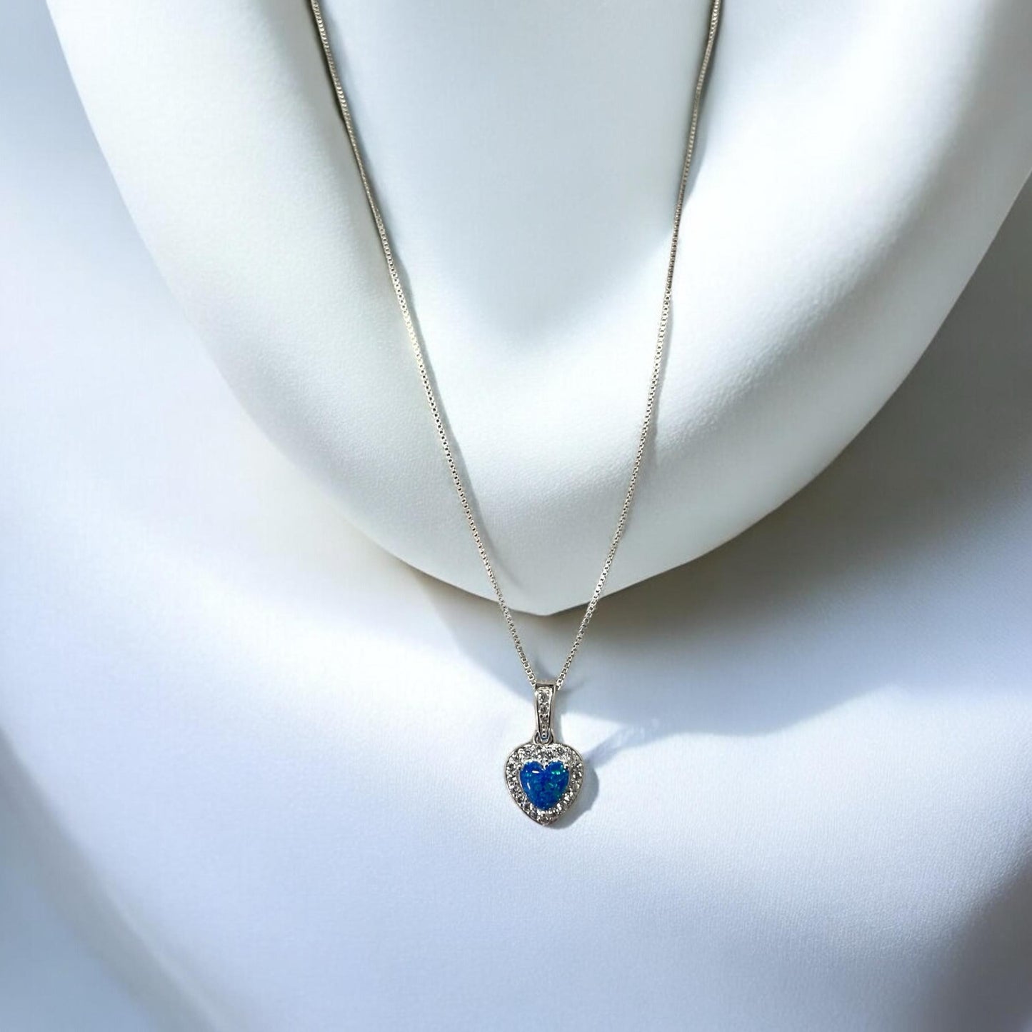 💙 Cadena y Dije Corazones Azules Plata Ley 925 🎁 ¡Incluye Aretes GRATIS + paño de limpieza + envío GRATIS!