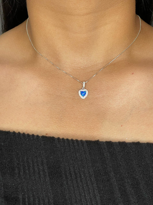 Set Corazones Azules Plata Ley 925