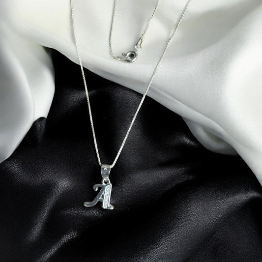 🔠 Cadena y Dije letra Inicial con circones Plata Ley 925 💎 ¡Paño de limpieza + Envío GRATIS!