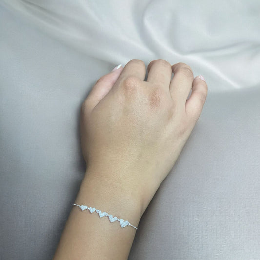 Pulsera Cinco Corazones Plata Ley 925